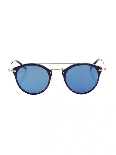 Shop Oliver Peoples Men's Remick 50mm Round Sunglasses In Blue