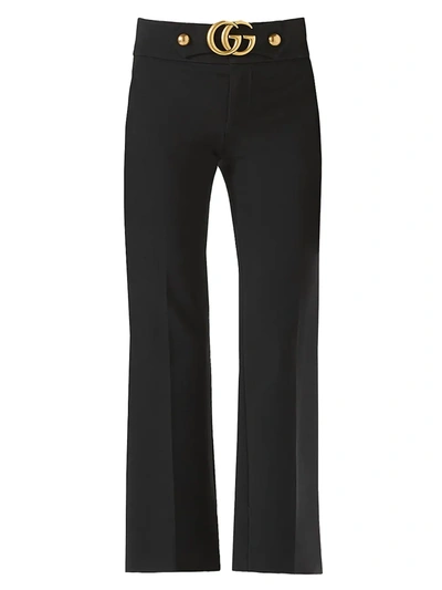 Shop Gucci Women's Gg-detail Flare Pants In Black