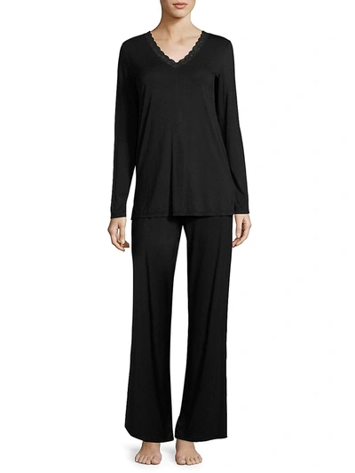 Shop Natori Women's Feather Essentials Solid Pajamas In Black
