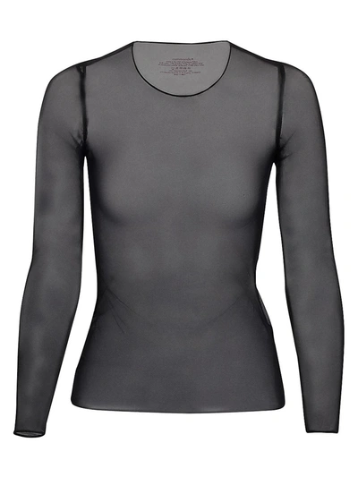Shop Commando Women's Mesh Long-sleeve Top In Black
