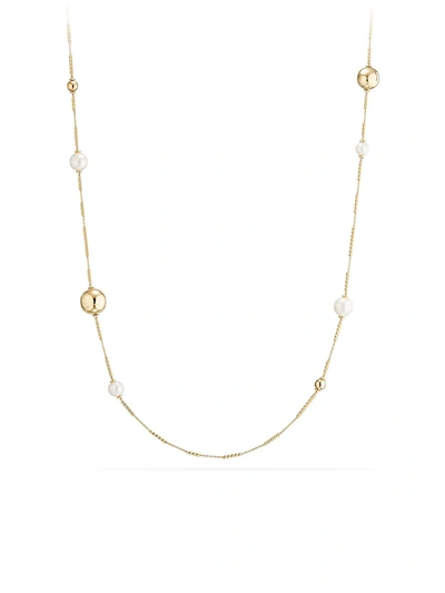 Shop David Yurman Women's Solari Long Station Necklace With Pearls In 18k Yellow Gold