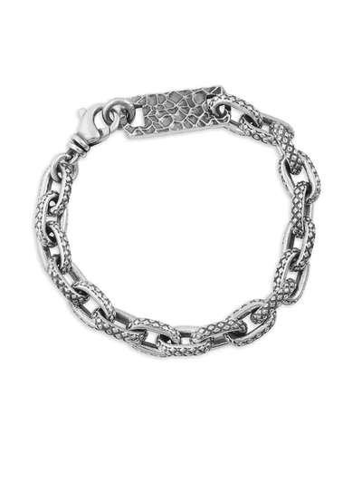 Shop King Baby Studio Men's Oval Link Sterling Silver Bracelet