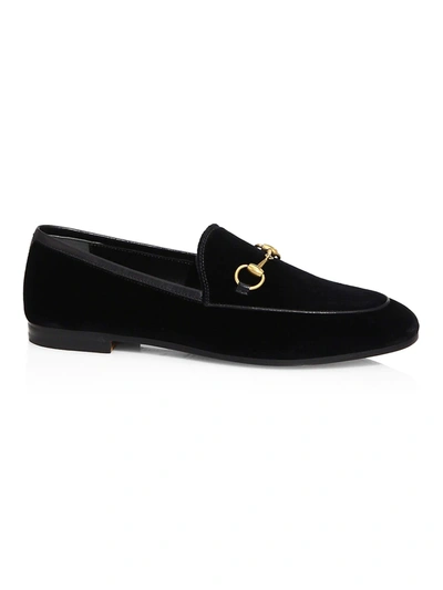 Shop Gucci Women's New Jordaan Velvet Loafers In Black