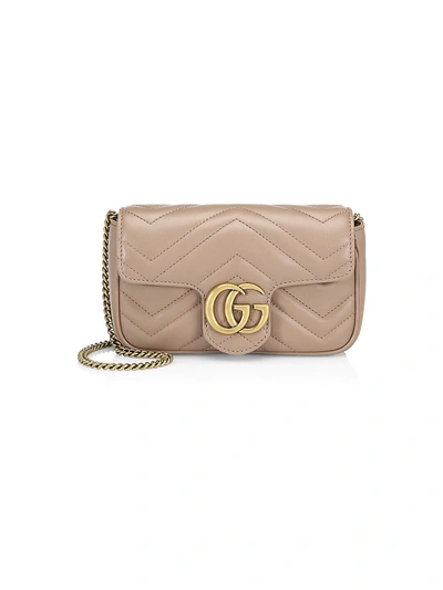 Shop Gucci Women's Gg Marmont Matelassé Leather Mini Chain Camera Bag In Antique Rose