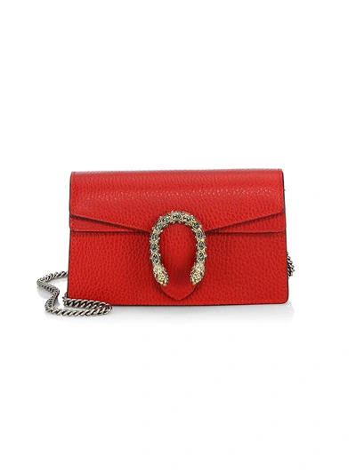 Shop Gucci Women's Dionysus Leather Super Mini Bag In Red