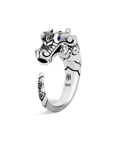 Shop John Hardy Women's Legends Naga Sapphire & Black Spinel Dragon Ring In Silver