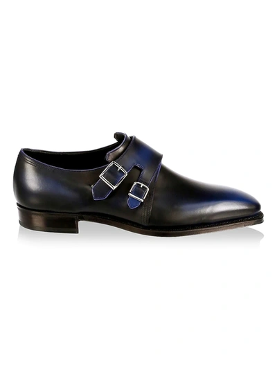 Shop Corthay Men's Arca Twin Pullman French Calf Leather Shoes In Blue