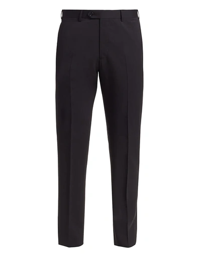 Shop Giorgio Armani Men's Solid Wool Pants In Black