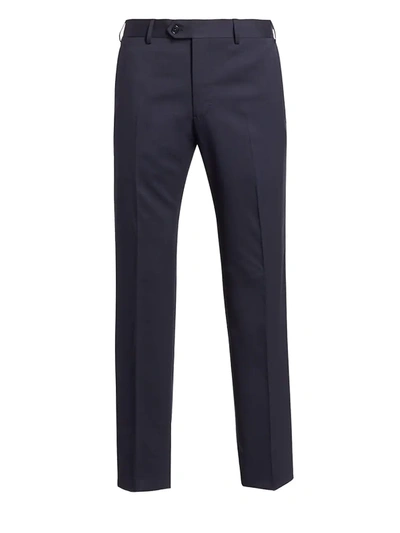 Shop Giorgio Armani Men's Wool Trousers In Navy