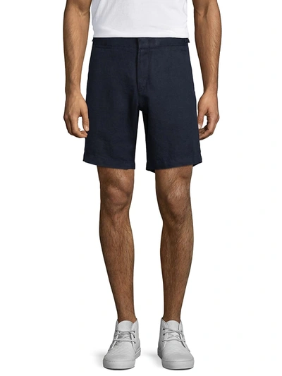 Shop Orlebar Brown Men's Norwich Linen Shorts In Navy