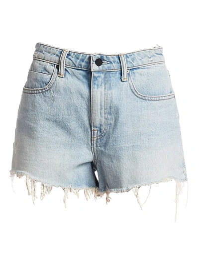 Shop Alexander Wang T Bite High-rise Frayed Denim Shorts In Bleach