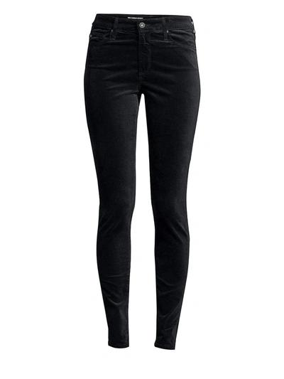 Shop Ag Women's Farrah High-rise Velvet Skinny Pants In Black