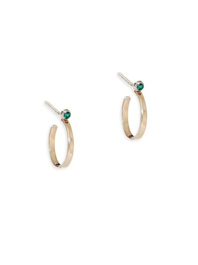 Shop Lana Girl Green Sapphire Hoop Earrings In Gold