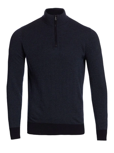 Shop Loro Piana Men's Roadster Cashmere Half Zip Sweater In Navy