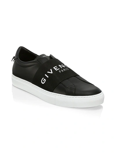 Shop Givenchy Urban Logo Elastic Leather Sneakers In Black White