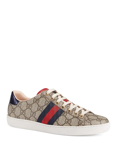 Shop Gucci New Ace Gg Supreme Sneakers In Beige