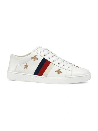 Shop Gucci New Ace Sneakers With Bees And Stars In White