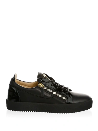 Shop Giuseppe Zanotti Side Zip Leather Sneakers In Black