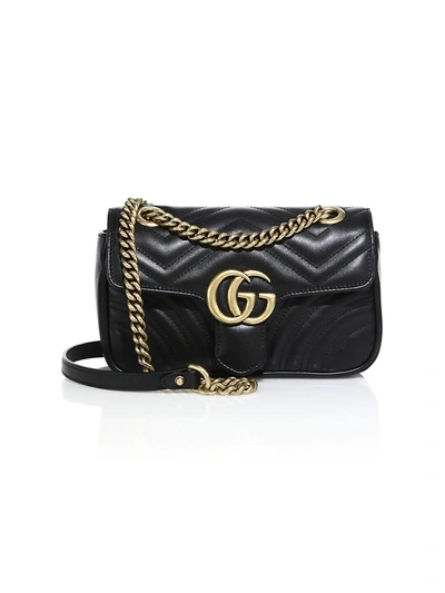 Shop Gucci Women's Gg Marmont Matelassé Mini Bag In Black