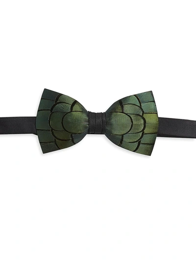 Shop Brackish Men's Jeffrey Pheasant Feather Bow Tie In Green