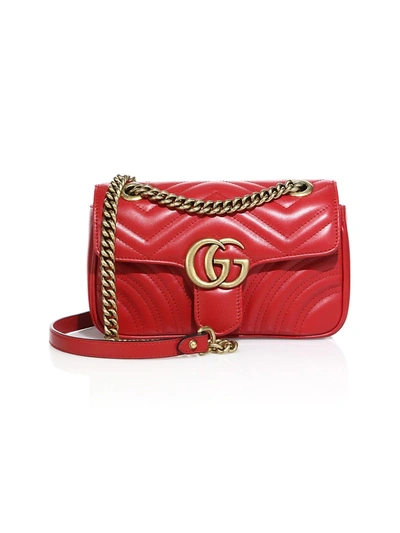 Shop Gucci Women's Gg Marmont Matelassé Mini Bag In Red