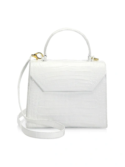 Shop Nancy Gonzalez Medium Lily Crocodile Top Handle Bag In White