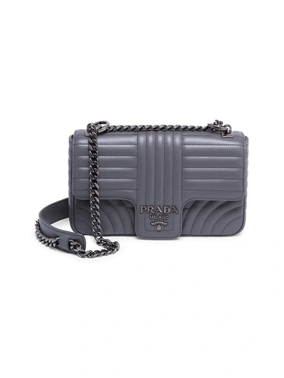 Shop Prada Women's Diagramme Leather Shoulder Bag In Mercurio