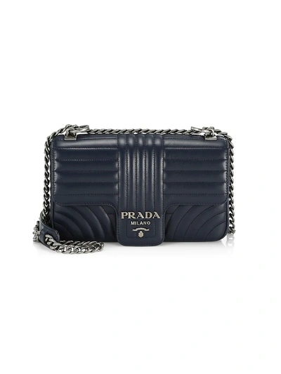 Shop Prada Women's Diagramme Leather Shoulder Bag In Baltico