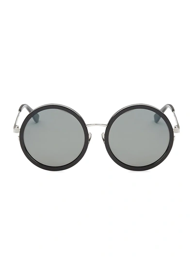 Shop Saint Laurent Women's 136 Zero 52mm Round Sunglasses In Black