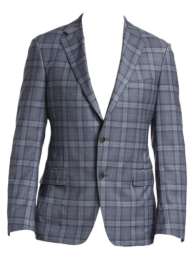 Shop Saks Fifth Avenue Collection By Samuelsohn Wool Plaid Jacket In Blue