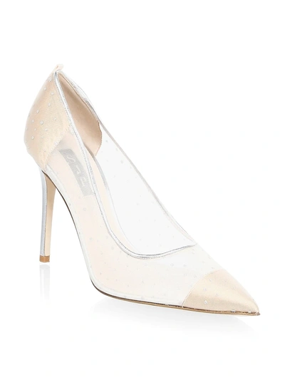 Shop Sjp By Sarah Jessica Parker Glass Leather-trimmed Mesh Pumps In Silver