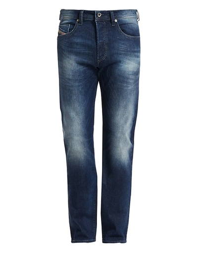 Shop Diesel Buster Faded Stretch Slim-straight Jeans In Denim