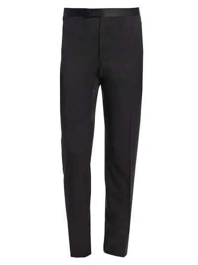 Shop Saks Fifth Avenue Men's Collection Tuxedo Wool Trousers In Black