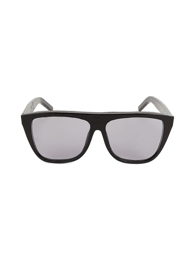 Shop Saint Laurent 59mm New Wave Rectangular Sunglasses In Black