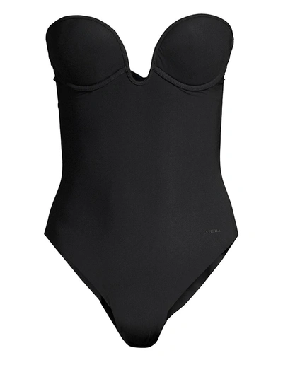 Shop La Perla Second Skin U-wire Strapless Bodysuit In Black