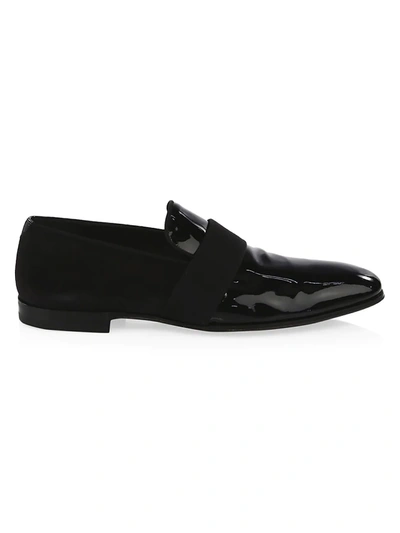 Shop Ferragamo Men's Bryden Patent Leather Moccasins In Nero