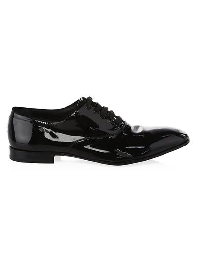 Shop Ferragamo Patent Leather Lace-up Oxford Shoes In Black