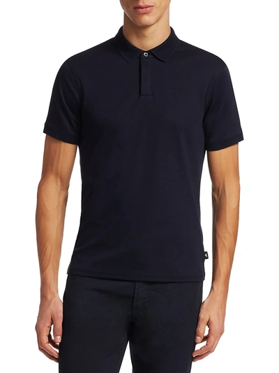 Shop Emporio Armani Men's Cotton Polo Shirt In Dark Blue