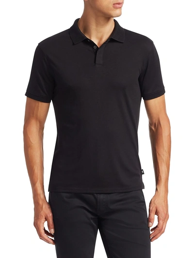 Shop Emporio Armani Men's Textured Collar Slim-fit Polo Shirt In Black