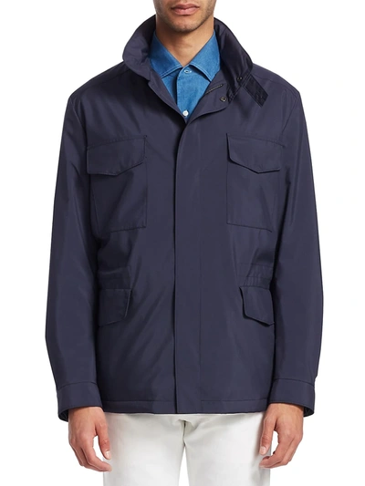 Shop Loro Piana Men's Traveller Windmate Jacket In Dark Blue