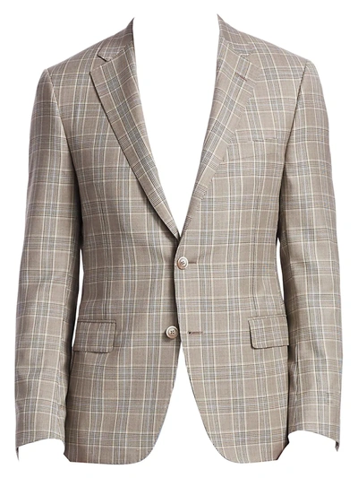 Shop Saks Fifth Avenue Men's Collection By Samuelsohn Prince Of Wales Plaid Wool Sportcoat In Brown
