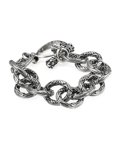Shop King Baby Studio Men's Sterling Silver Engraved Single Link Toggle Bracelet