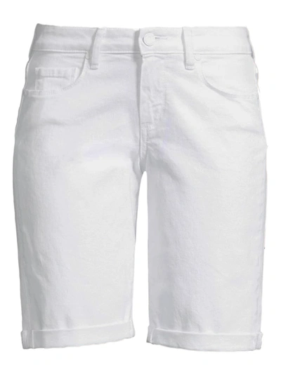 Shop Paige Jeans Jax Roll Cuff Denim Bermuda Shorts In Crisp White