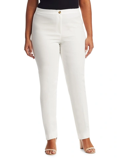 Shop Marina Rinaldi Record Cotton Pants In White