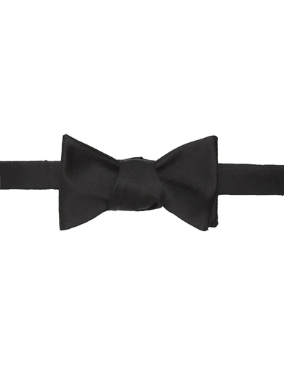 Shop Isaia Satin Bow Tie In Black