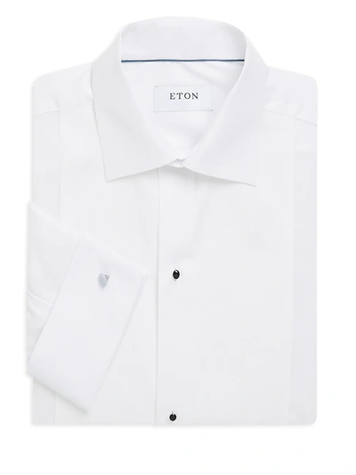 Shop Eton Men's Slim-fit Pique Long-sleeve Cotton Dress Shirt In White