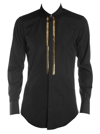 Shop Dsquared2 Men's Sequin Button-down Shirt In Black Gold
