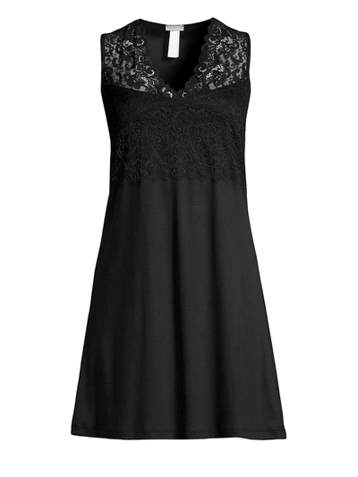 Shop Hanro Women's Moments Lace Tank Night Gown In Black