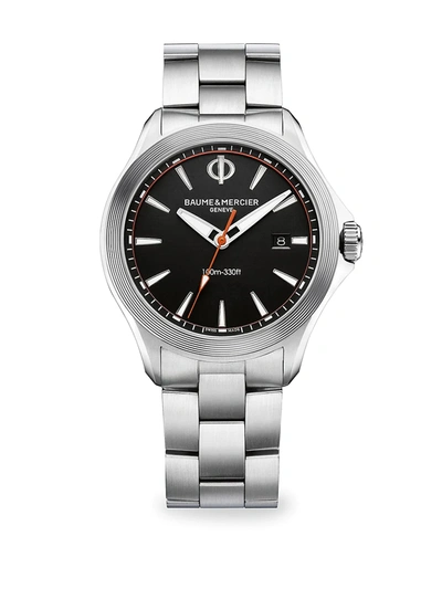 Shop Baume & Mercier Clifton Club Stainless Steel Bracelet Watch In Black