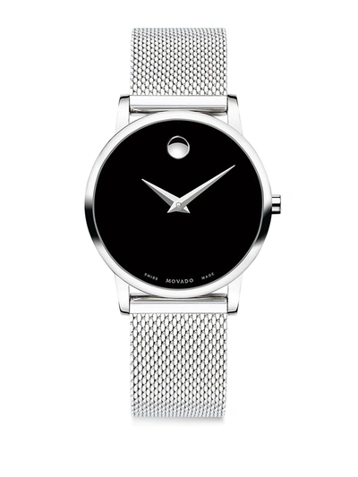 Shop Movado Women's Museum Classic Black Dial, Stainless Steel Mesh Bracelet Watch